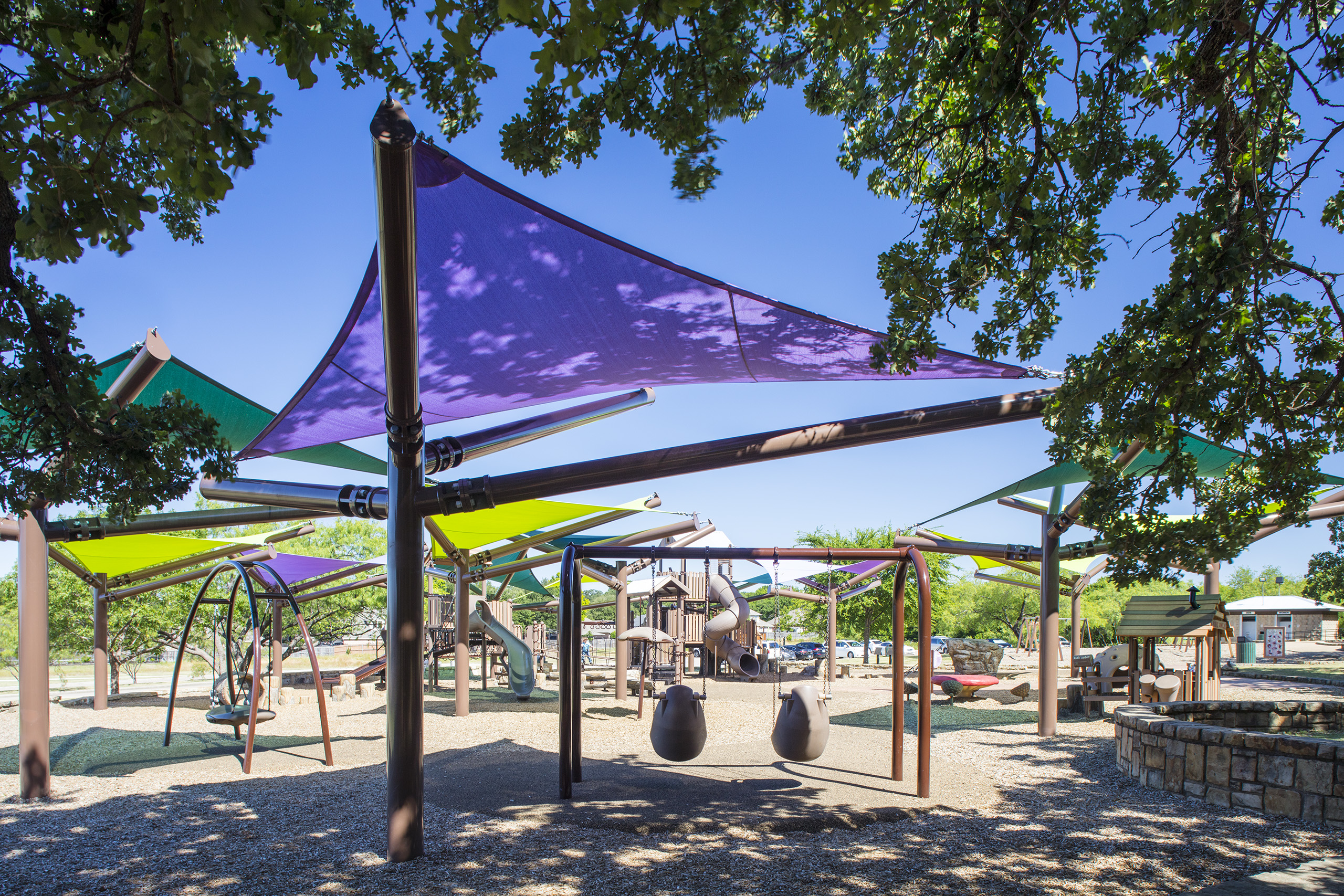 purple shade covering playground equipment