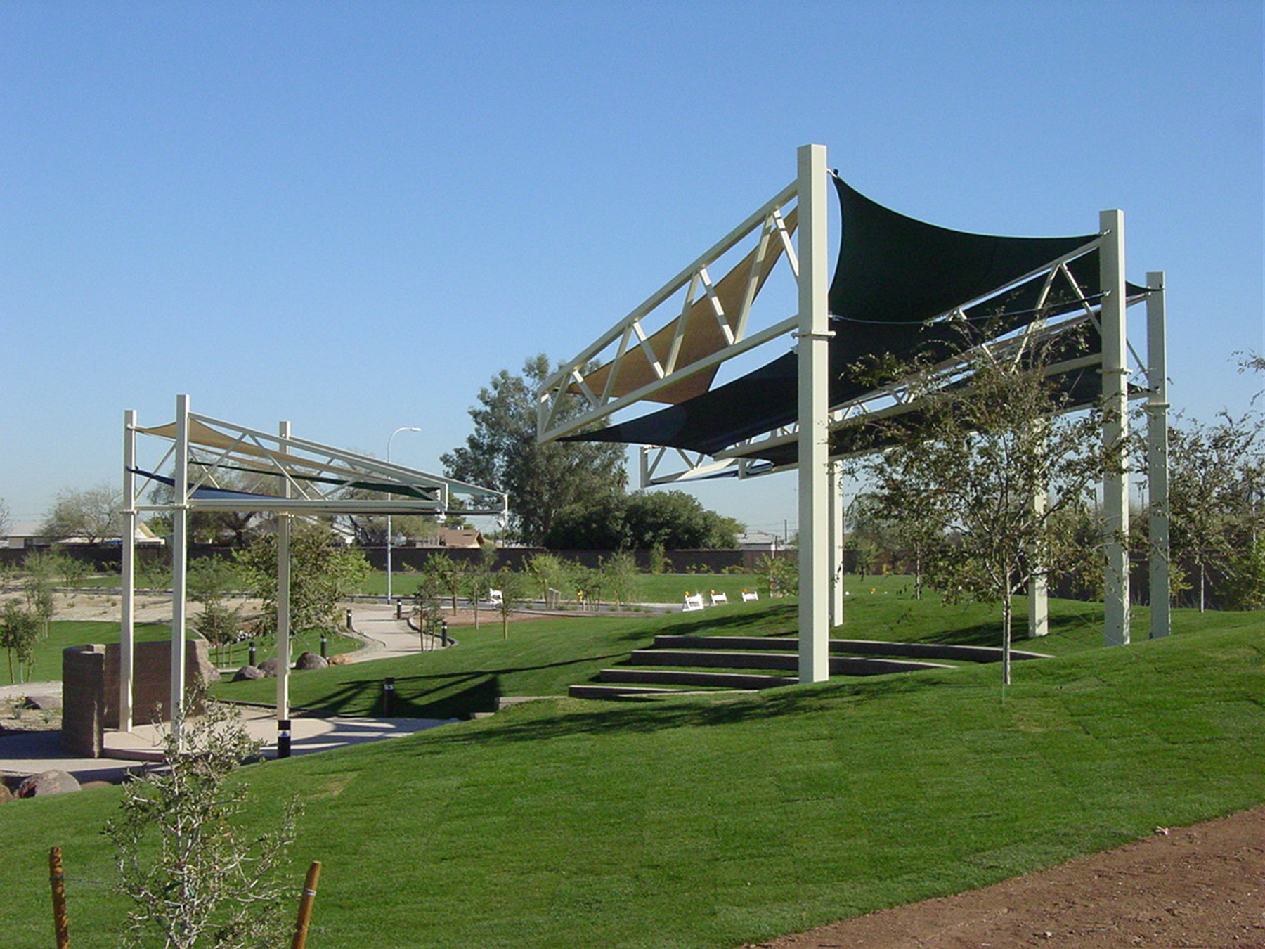 shade structure in park on sunny day