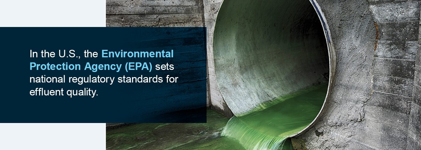The U.S. Environmental Protection Agency (EPA) sets regulatory standards for effluent quality.