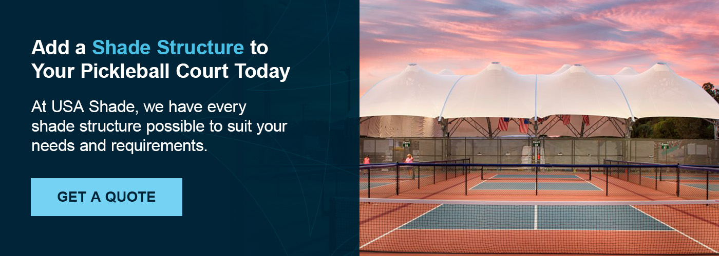 Get a quote today and add a shade structure to your pickleball court.