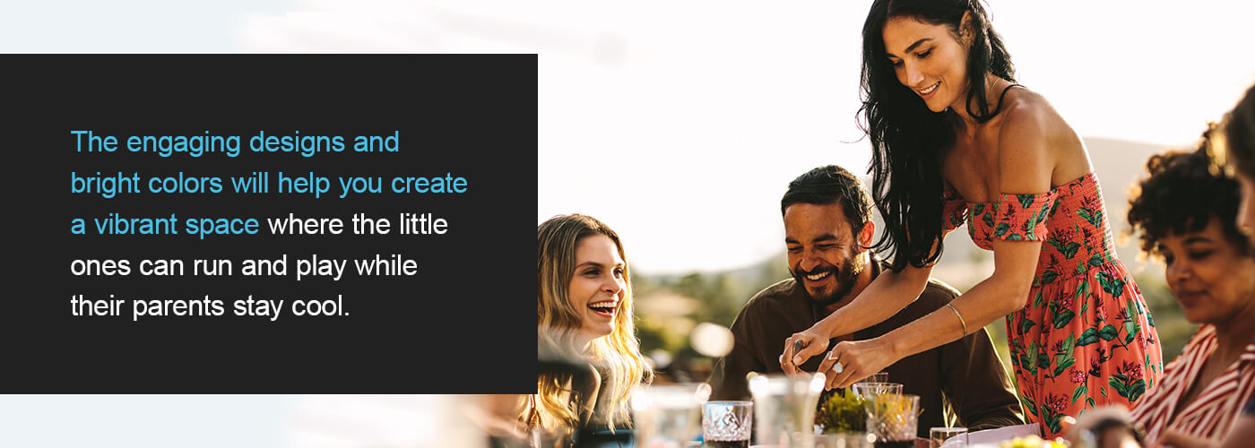 Engaging designs and bright colors help to create a vibrant space