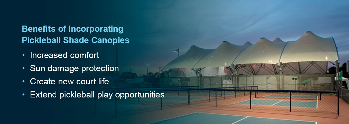 The benefits of pickleball shade canopies include increase comfort, sun damage protection, and more.