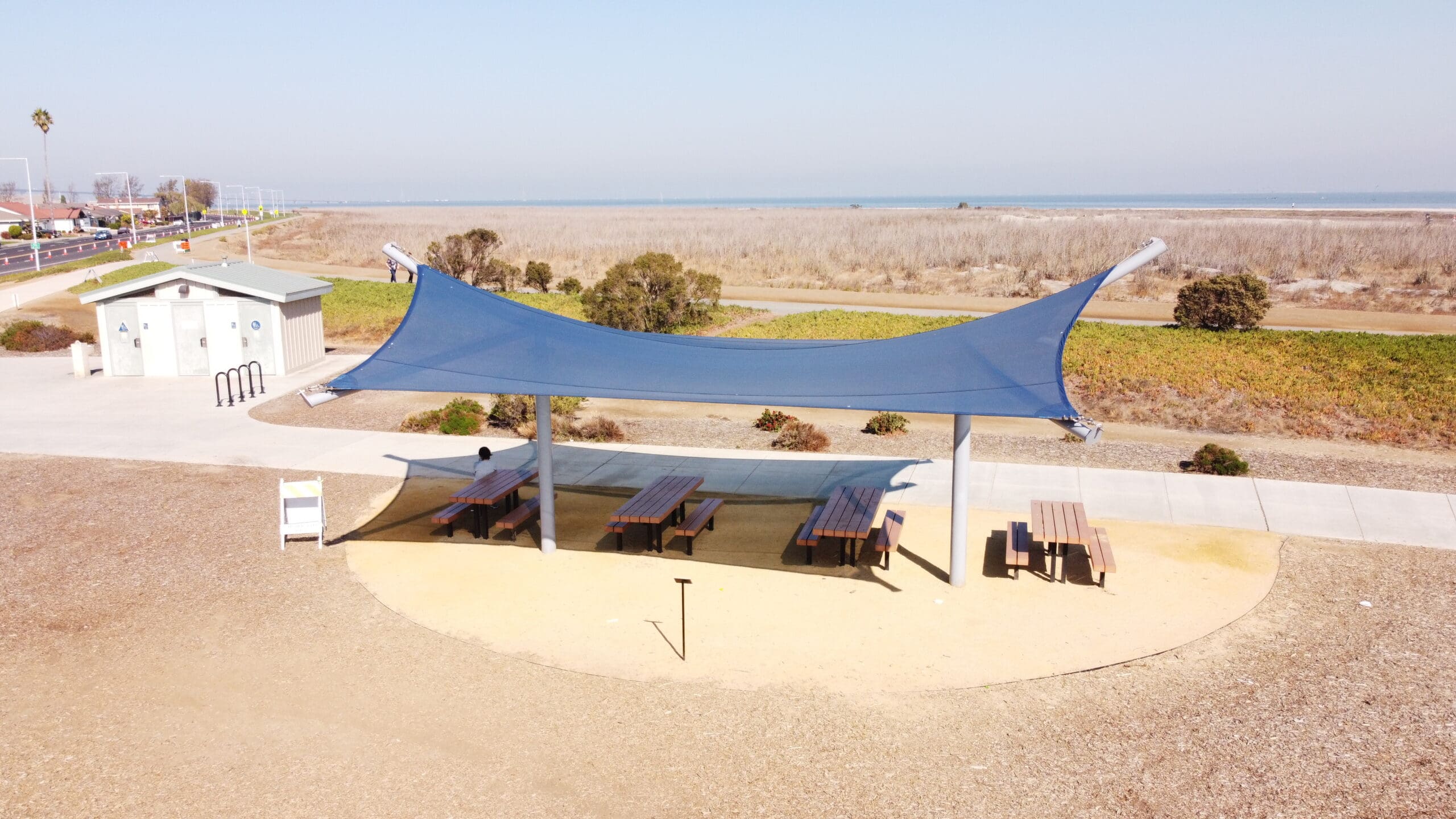 usa shade covering outdoor picnic tables