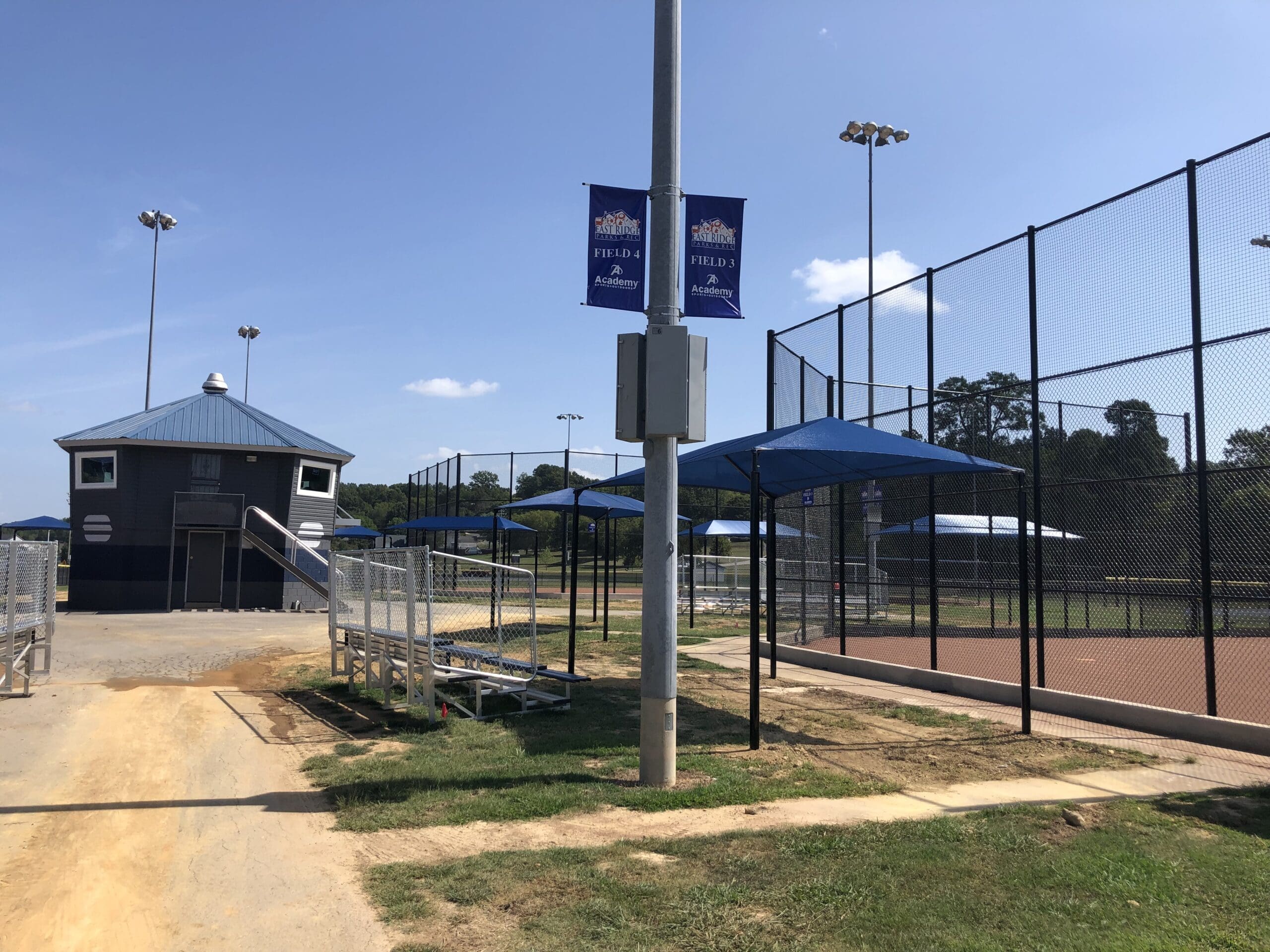 shade structures at baseball stadiums protect viewers
