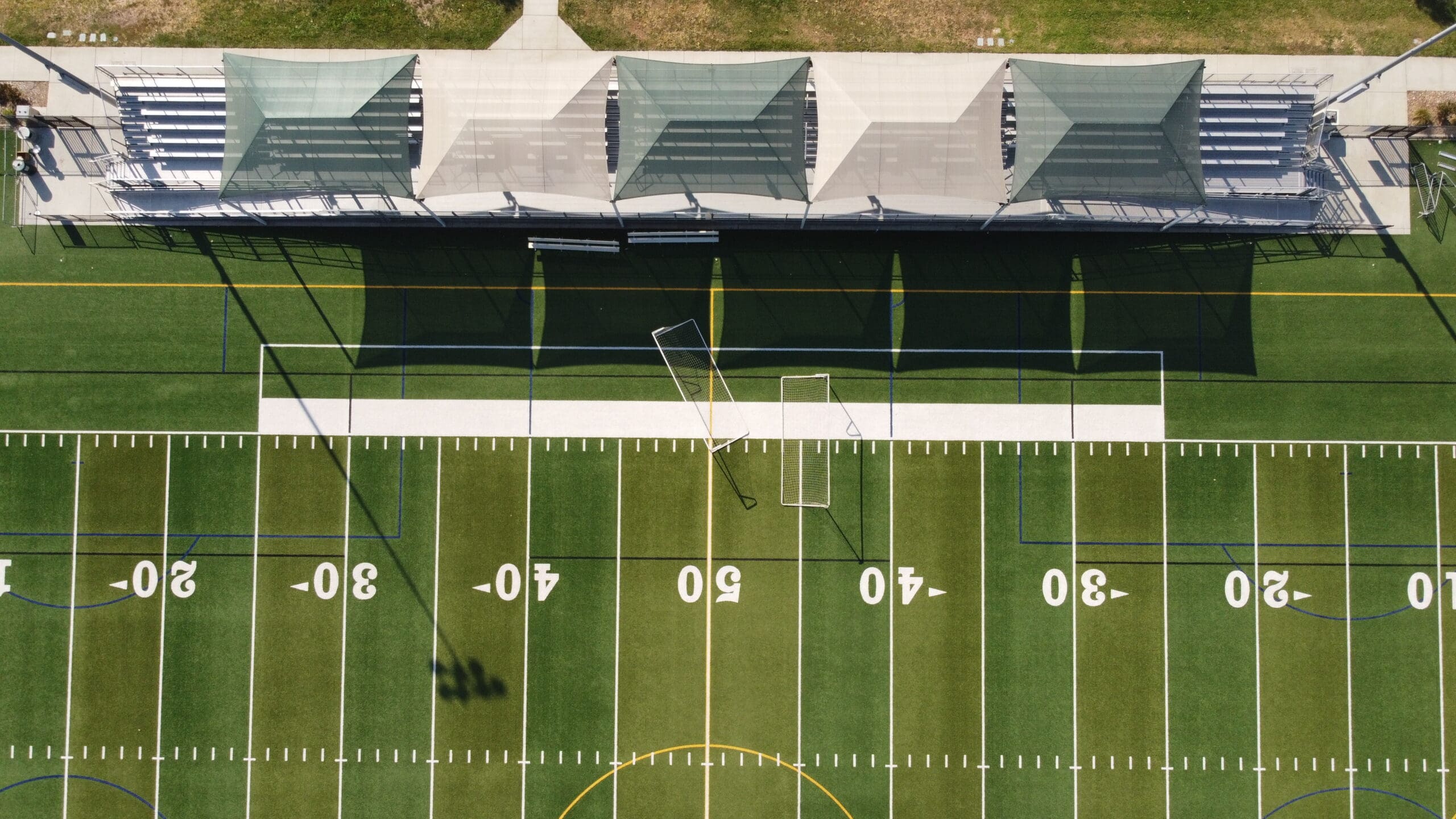 Overhead view of the shade structures at Morgan Hill Sports center