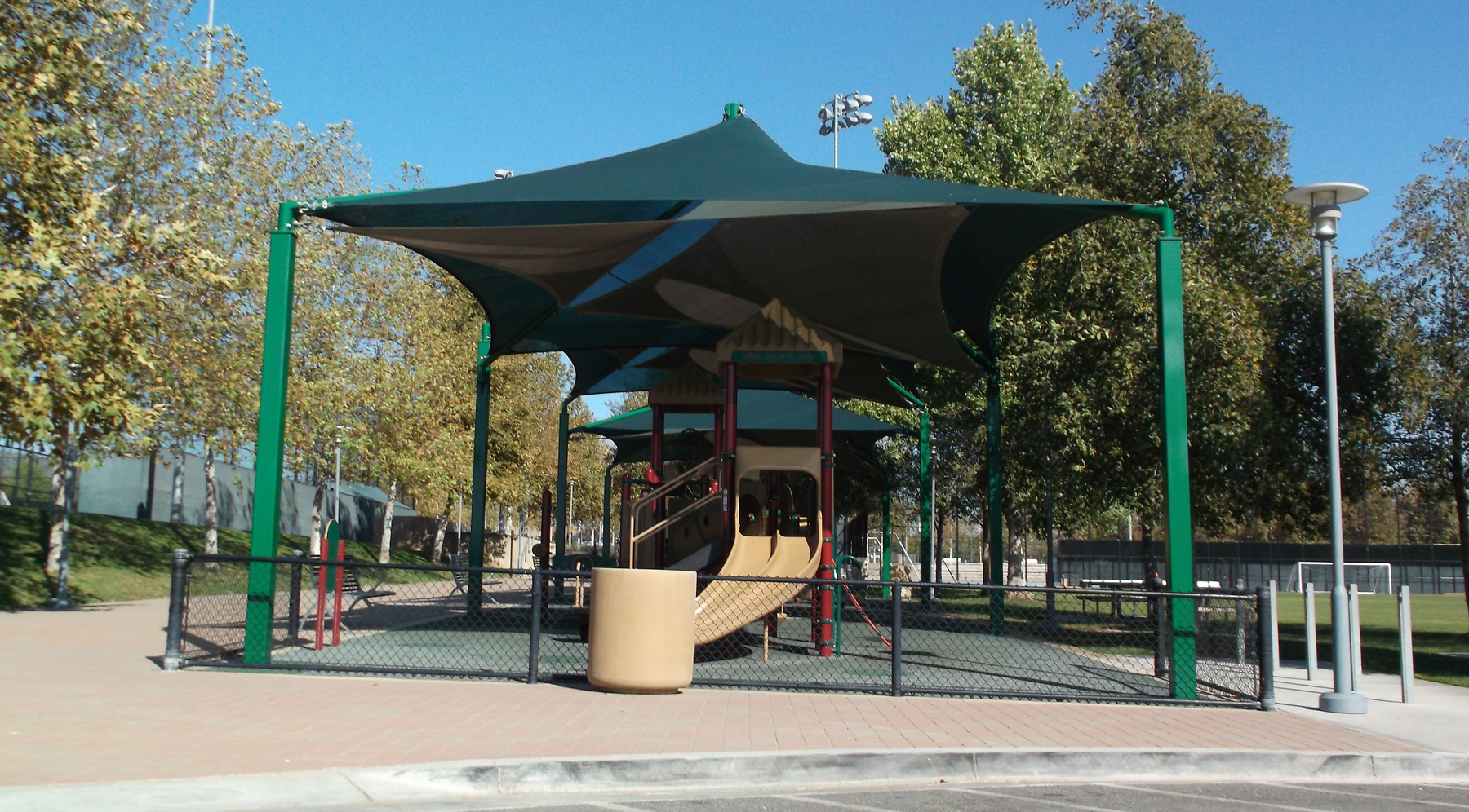 USA SHADE shade structure for a playground