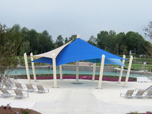 usa shade structure next to outdoor pool