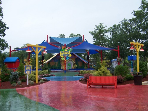 red and blue usa shades at amusement park