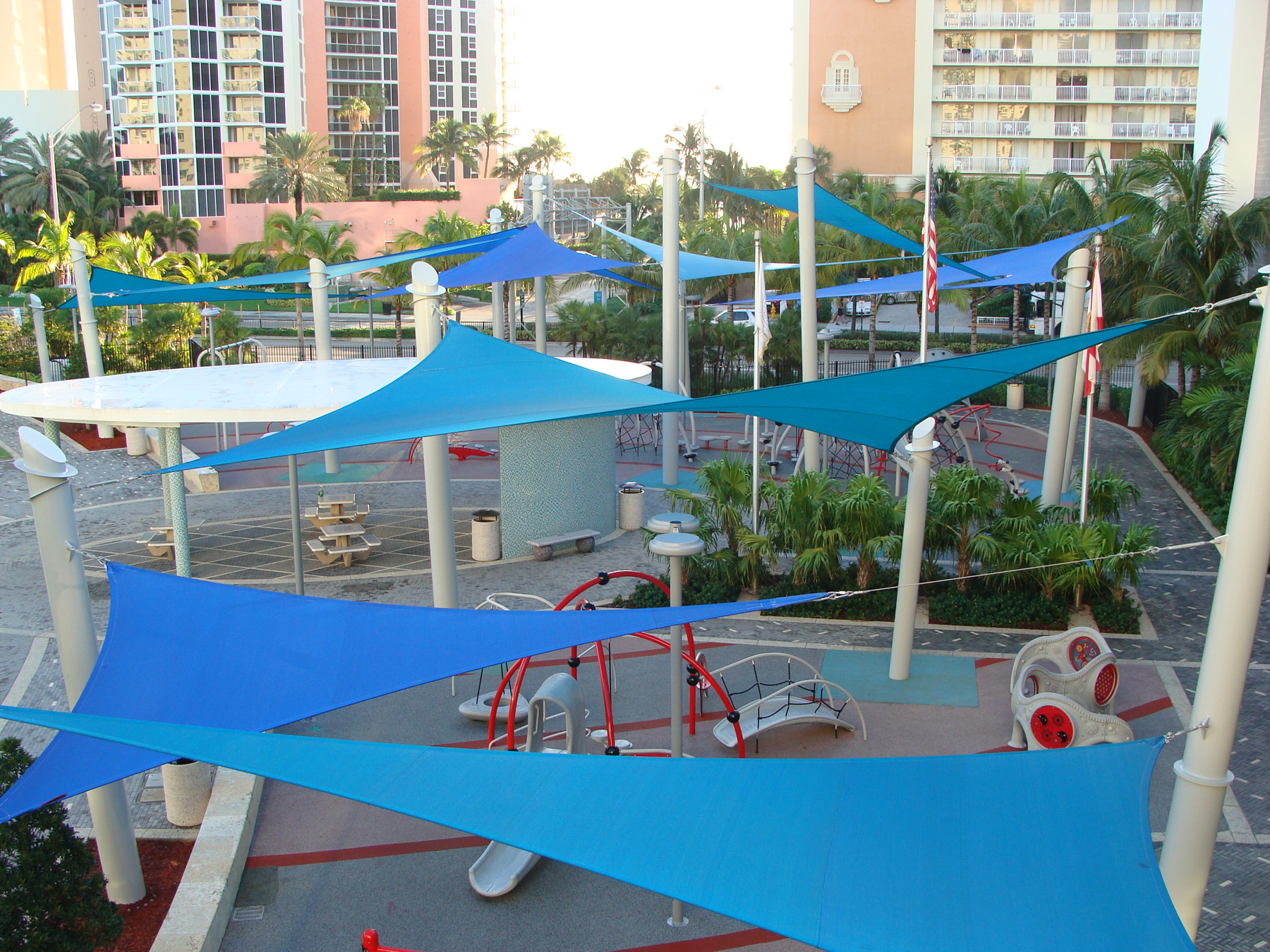 triangle shades covering outdoor playground