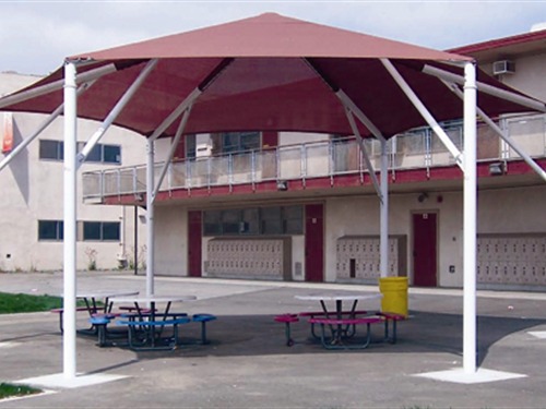 shade covering tables outside school
