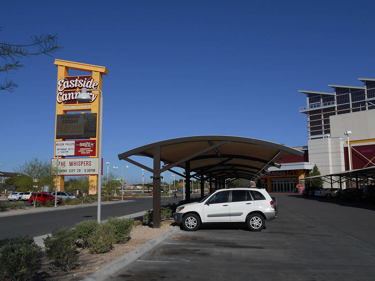 Outdoor shade structures for parking bays at eastside cannery casino