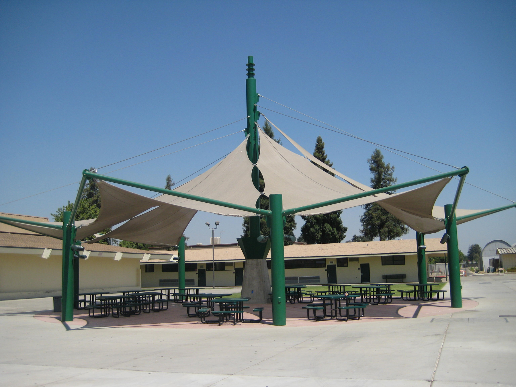 outdoor picnic area covered by sunshade