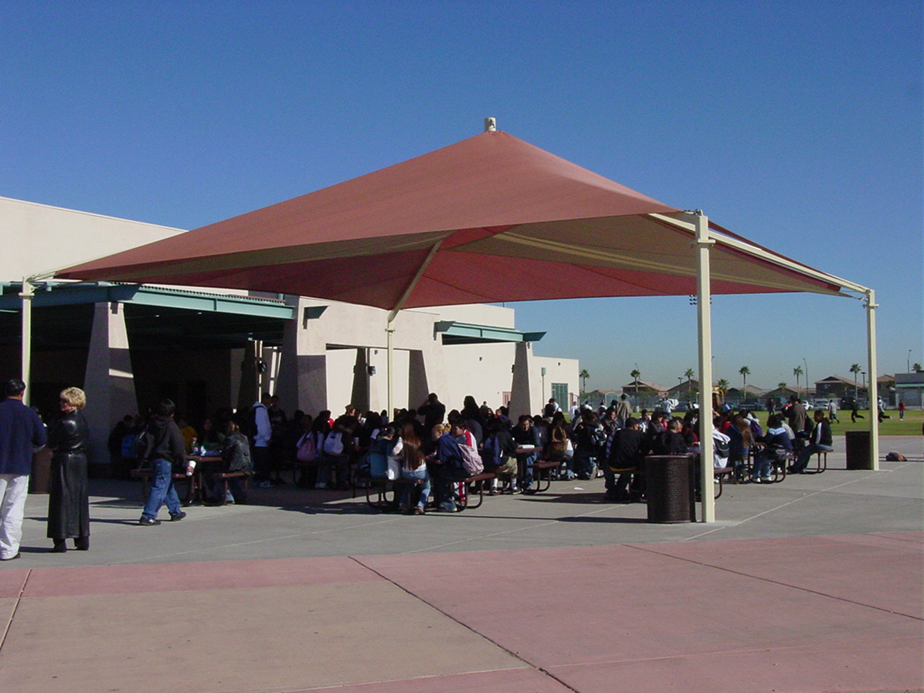 community high school shade structure for outdoor lunch