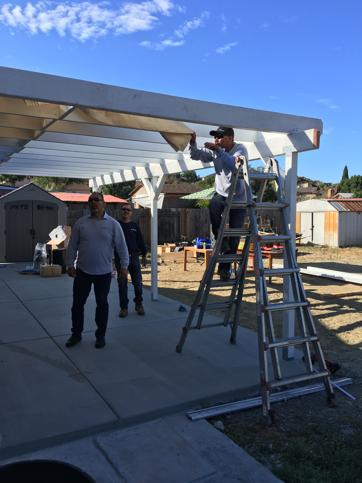 Our Orange County crew volunteering their time to install the shade in a single day.