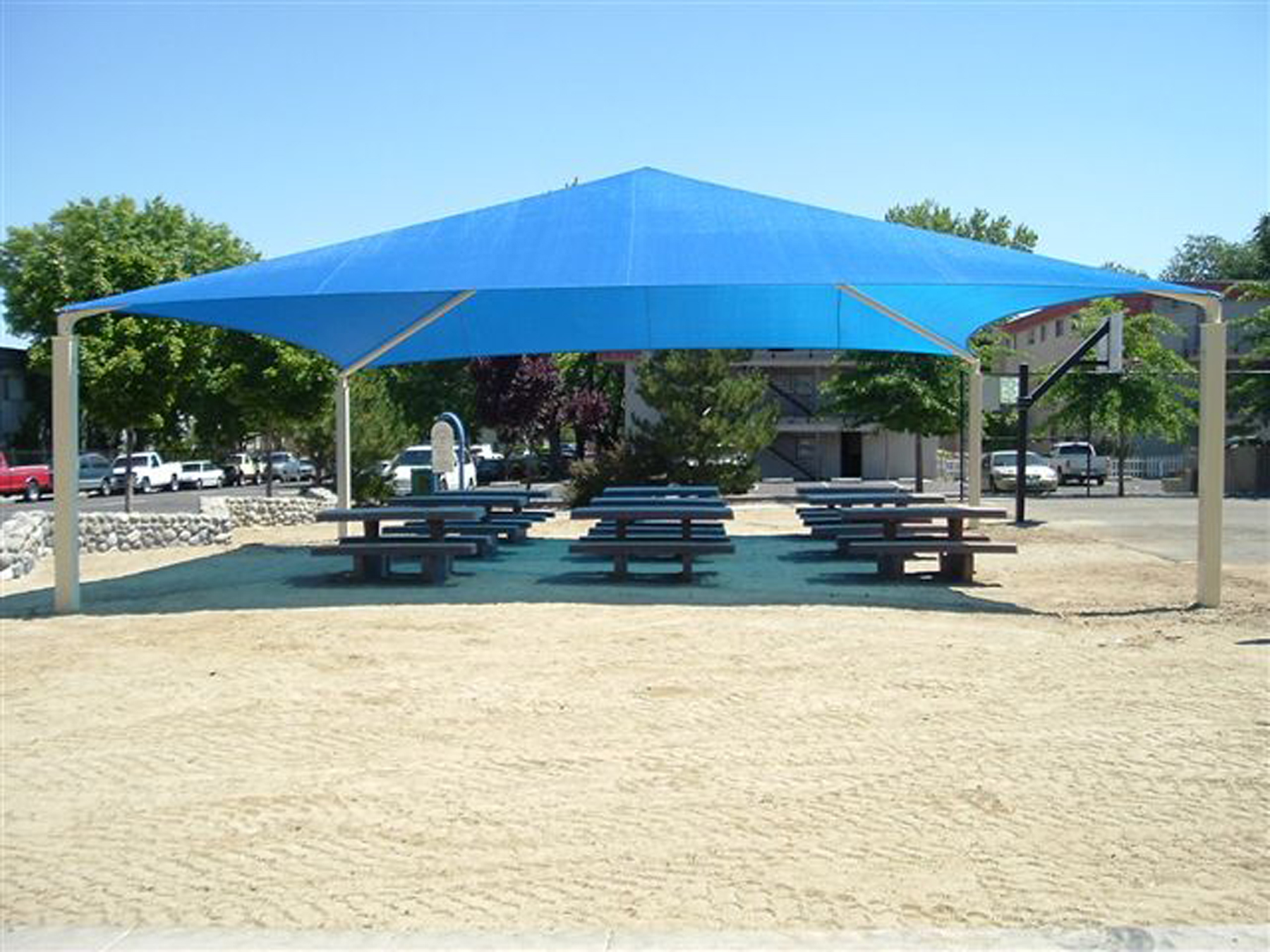 usa shade covering picnic tables