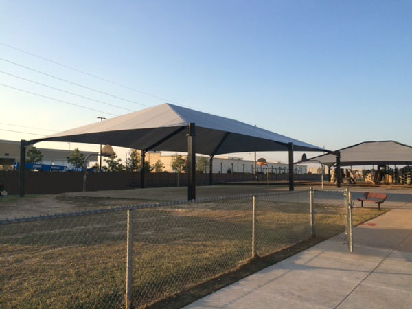 Gray USA Shade over a basketball court