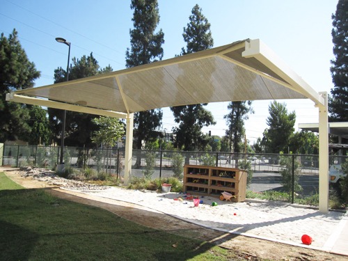 shade structure over sandbox in LA