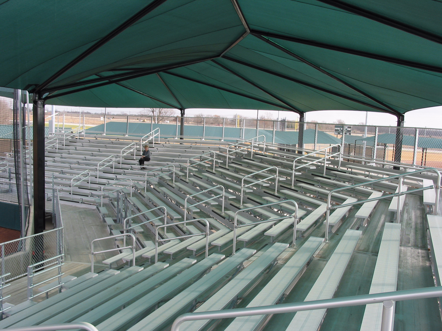 outdoor bleachers covered by usa shades