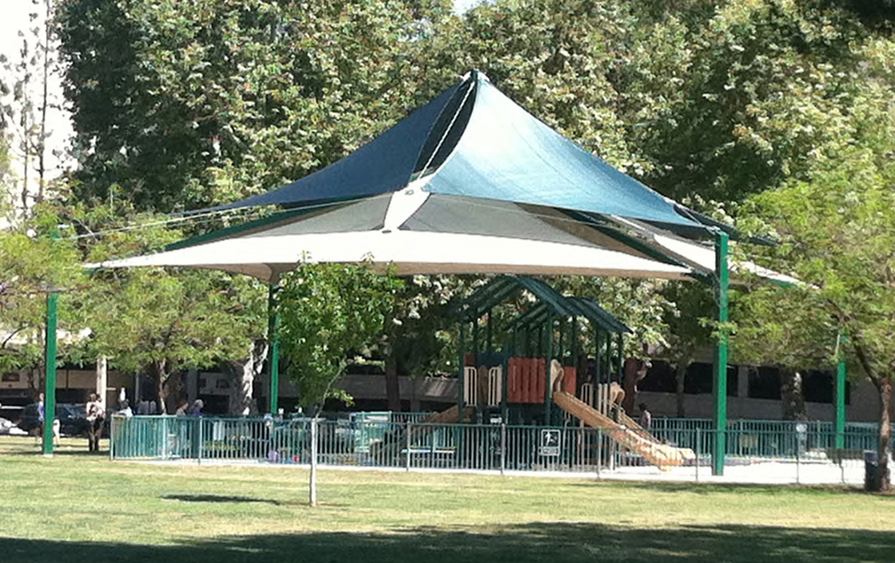 outdoor playground under usa shade in park