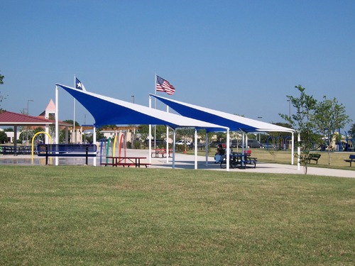 triangular shade structure at youth center