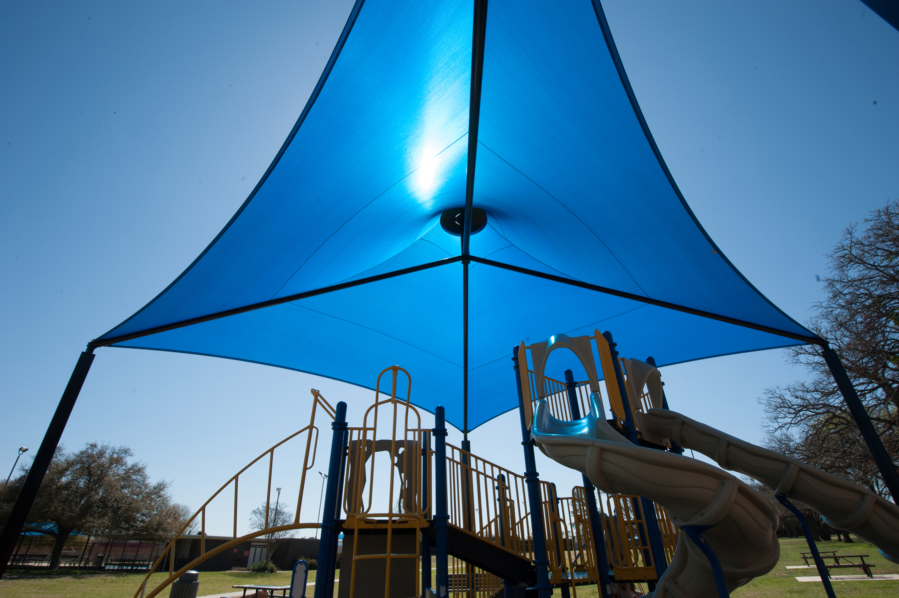 blue usa shade covering playground