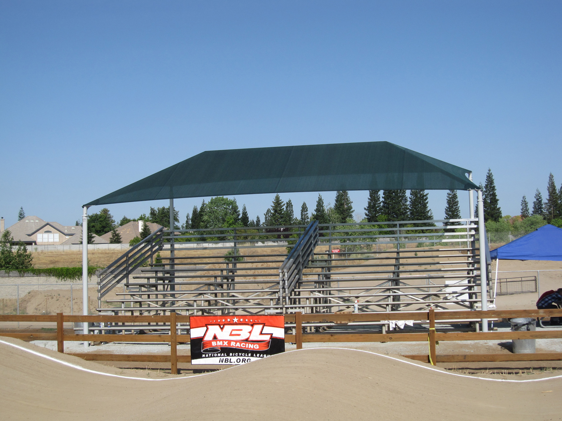 usa shade covering bleachers at bmx track