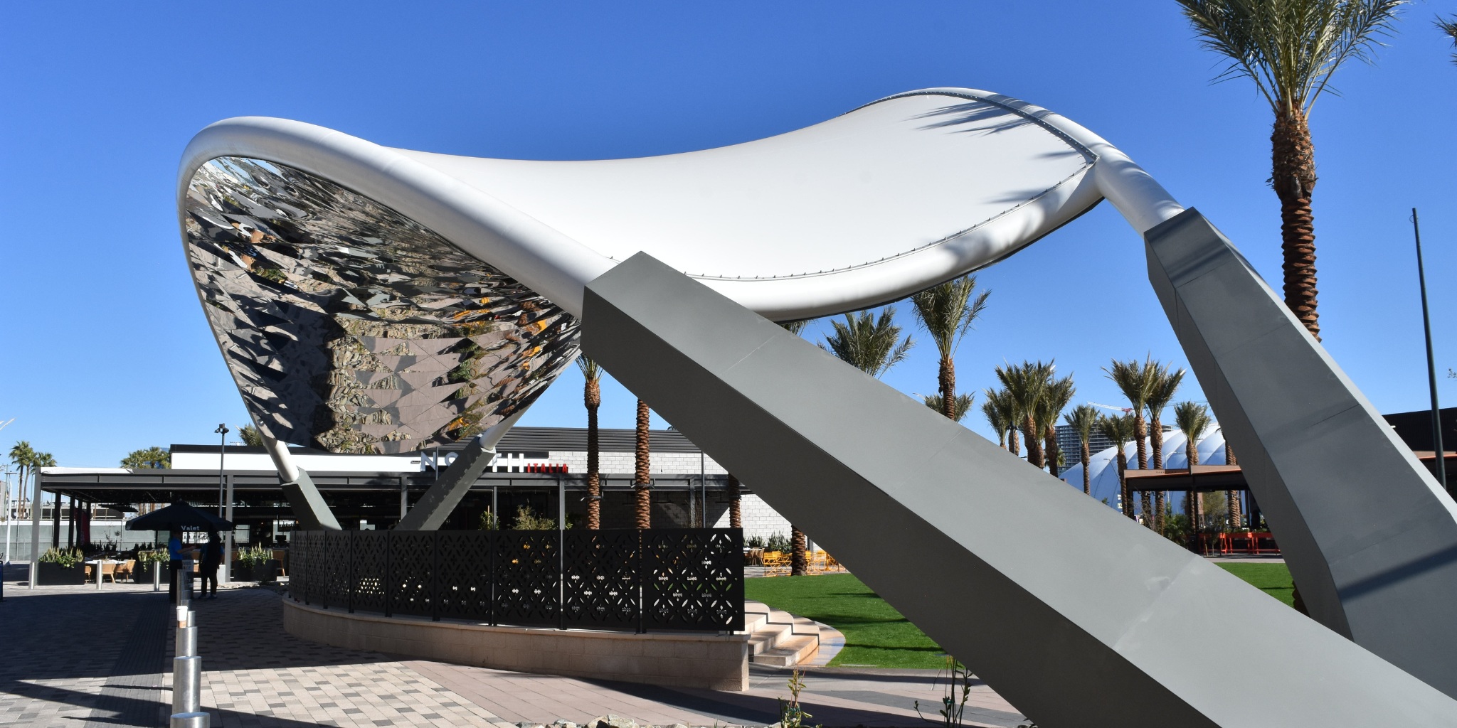 Novus Place in Tempe, AZ, large shade structure, amphitheatre